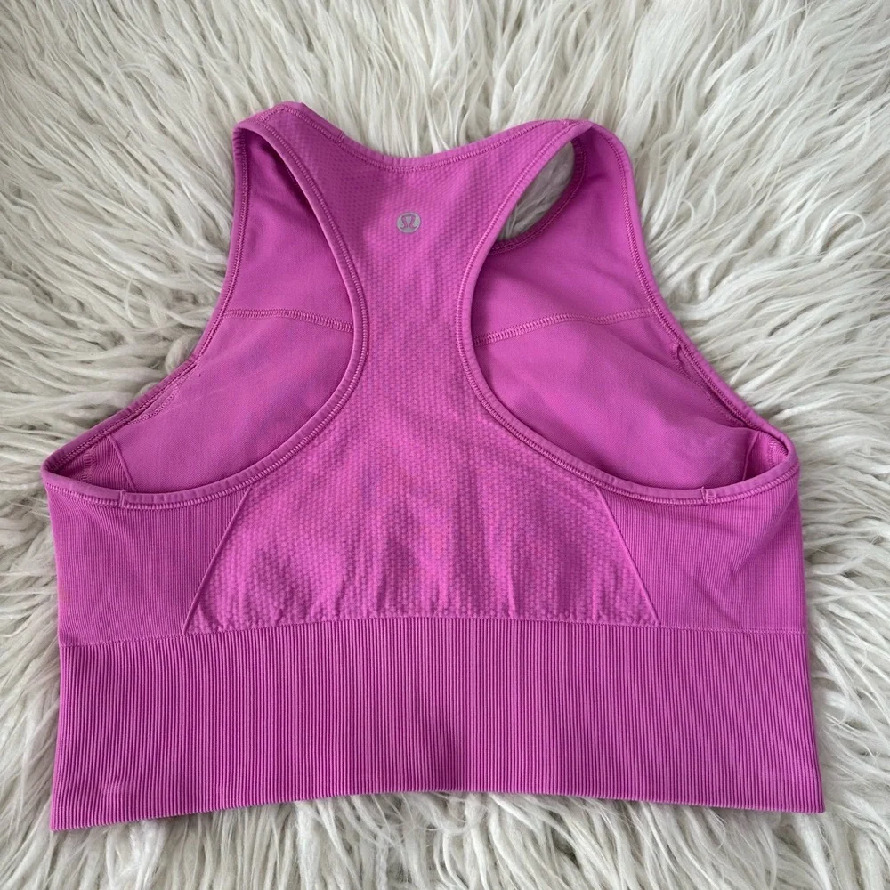 ULULEMON PINK EBB TO TRAIN HIGH‎ NECK SPORTS BRA SIZE 8